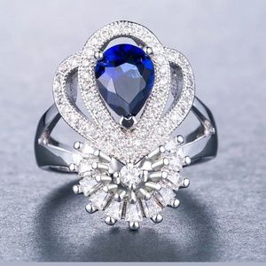 Blue Sapphire & Sterling Silver Ring